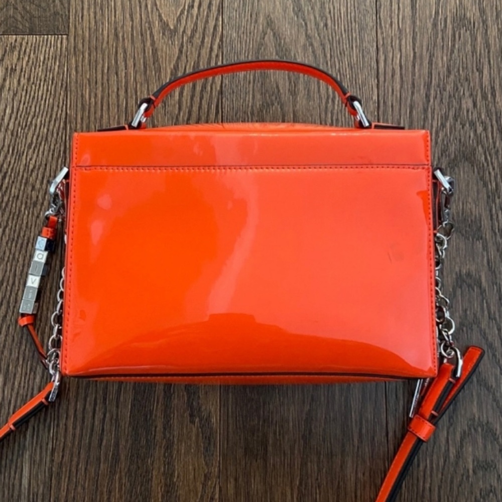 Calvin Klein Patent Orange Crossbody Purse - Picture 4 of 5